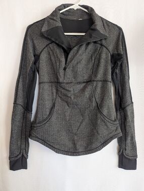 Lululemon Women's 4 Heathered Gray Half-Zip Pullover Top Running Exercise Active